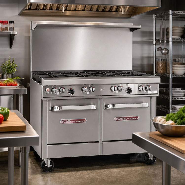 Product image #2 for Southbend Ultimate 48-Inch Gas Restaurant Range with 8 Star/Sauté Burners, Standard Oven and Cabinet Base