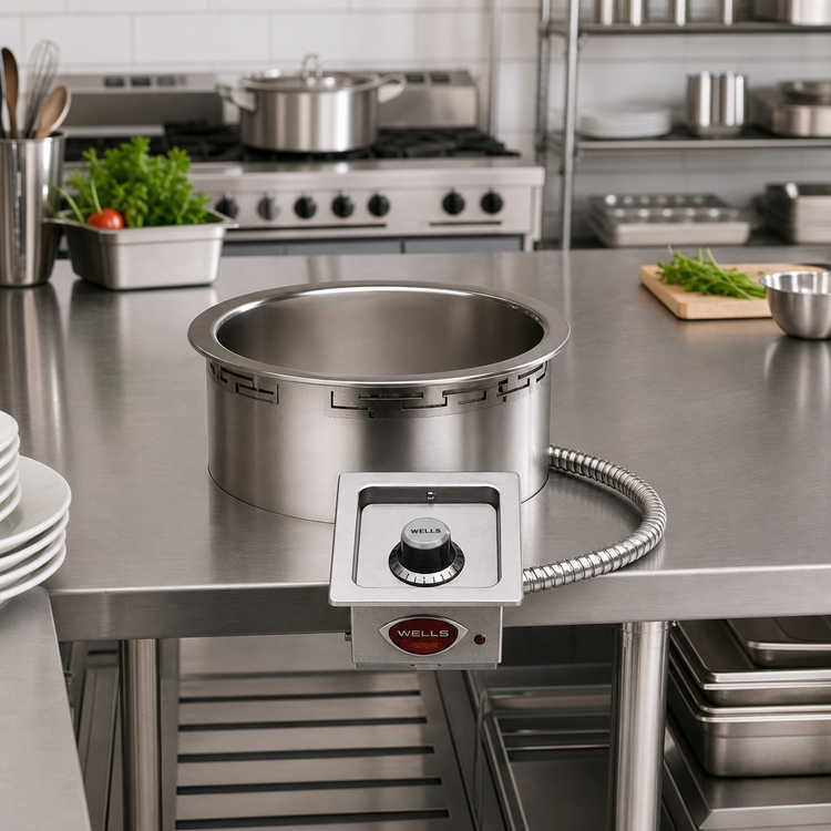 Product image #2 for Wells SS-10TDUCI Top-Mount Round Drop-In Hot Well, 11-Qt, Fully Insulated, Thermostatic, with Drain, 208/240V