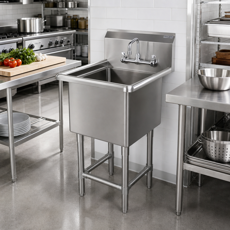 Product image #2 for John Boos Pro-Bowl 1-Compartment Stainless Steel Sink, 30 x 24 x 12 Inch Bowl, 10 Inch Boxed Backsplash
