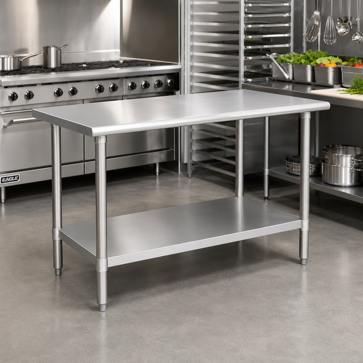 Product image #2 for Eagle Deluxe Series 60" x 30" 16-Gauge 300 Series Stainless Steel Work Table with Adjustable Undershelf