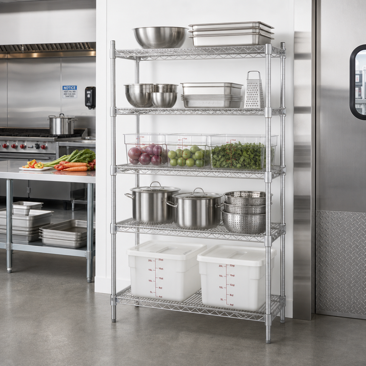 Product image #2 for Eagle Group 5-Tier Add-On Wire Shelving Unit, 36W x 24D x 86H, Stainless Steel Finish
