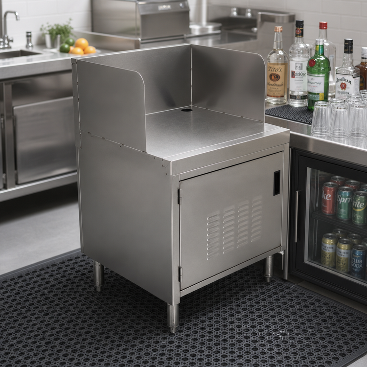 Product image #2 for Advance Tabco Prestige 24-Inch Stainless Steel Underbar Point of Service Cabinet with 11-Inch Backsplash and Louvered Door