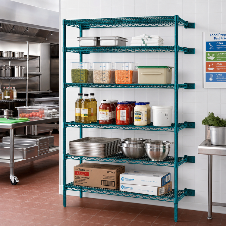 Product image #2 for EagleGard 5-Tier Add-On Wire Shelving Unit, 42 x 24 x 86 Inches, Blue-Green Hybrid Epoxy Finish