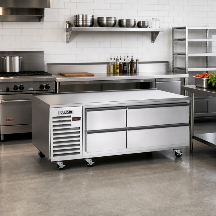 Product image #2 for Vulcan 48-Inch Self-Contained Refrigerated Base with 2 Drawers and Flat Top