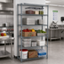 Thumbnail image #3 for Quantum 48 Inches x 21 Inches x 86 Inches Gray Epoxy Antimicrobial Wire Shelving Starter Kit with 5 Shelves