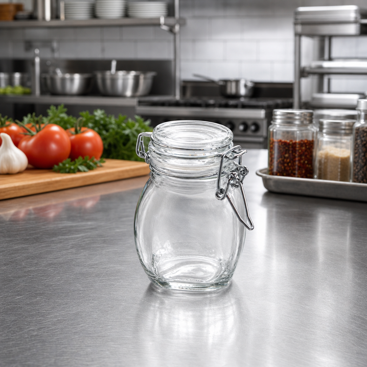 Product image #2 for American Metalcraft 3.5 oz Clear Glass Mini Mason Jar Condiment Jar with Hinged Lid