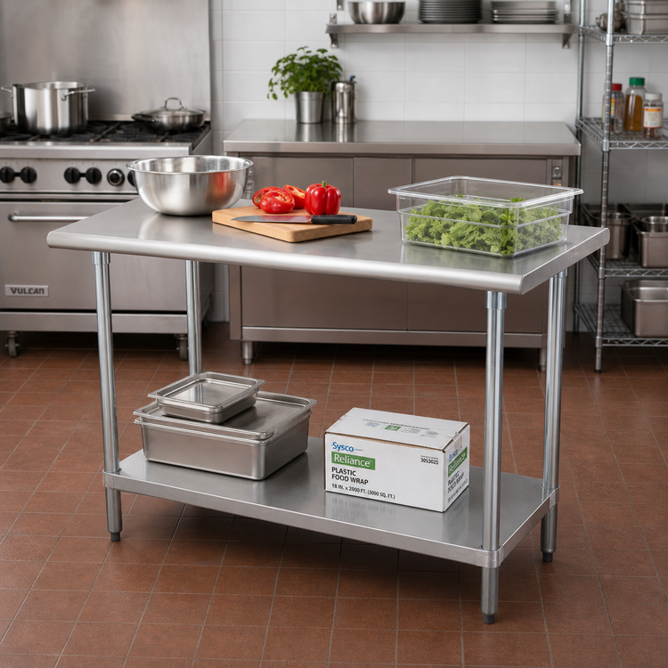 Product image #2 for Advance Tabco Special Value 48-Inch Flat Top Stainless Steel Work Table with Adjustable Undershelf