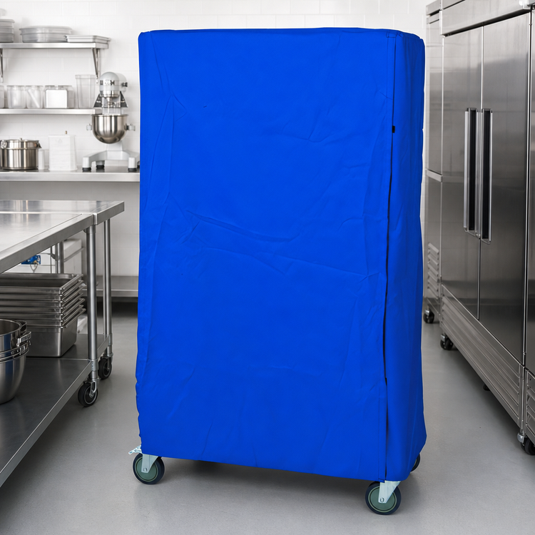 Product image #2 for Heavy-Duty Blue Nylon Wire Cart Cover with Velcro Flap for 18 x 72 x 63 Inch Carts