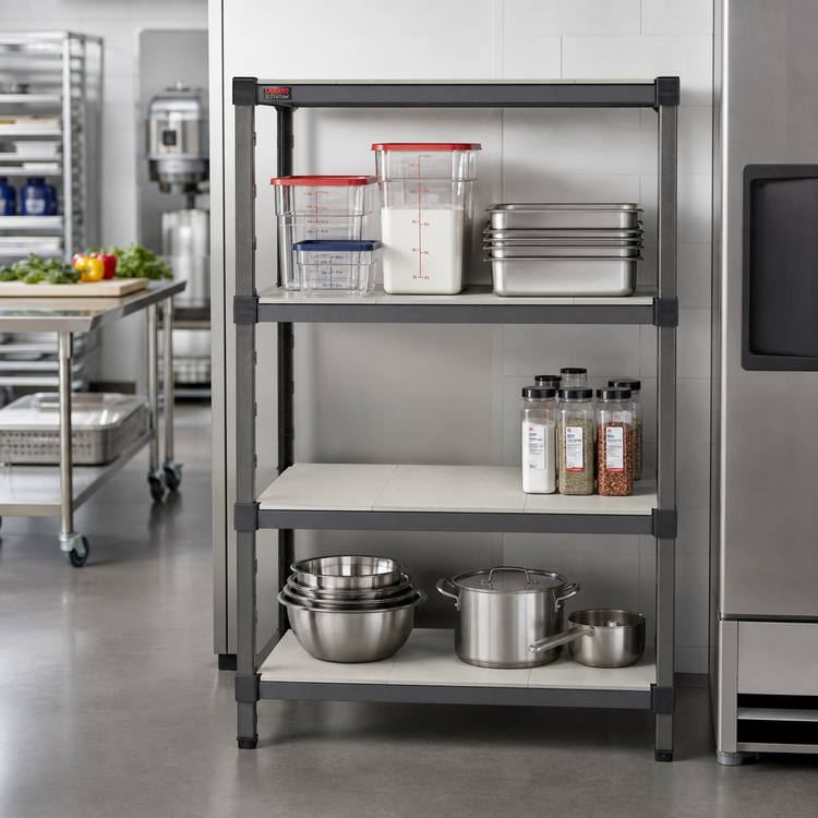 Product image #2 for Cambro Camshelving Elevation Series Solid Wall Shelf Kit, 21 x 30 Inches, Brushed Graphite
