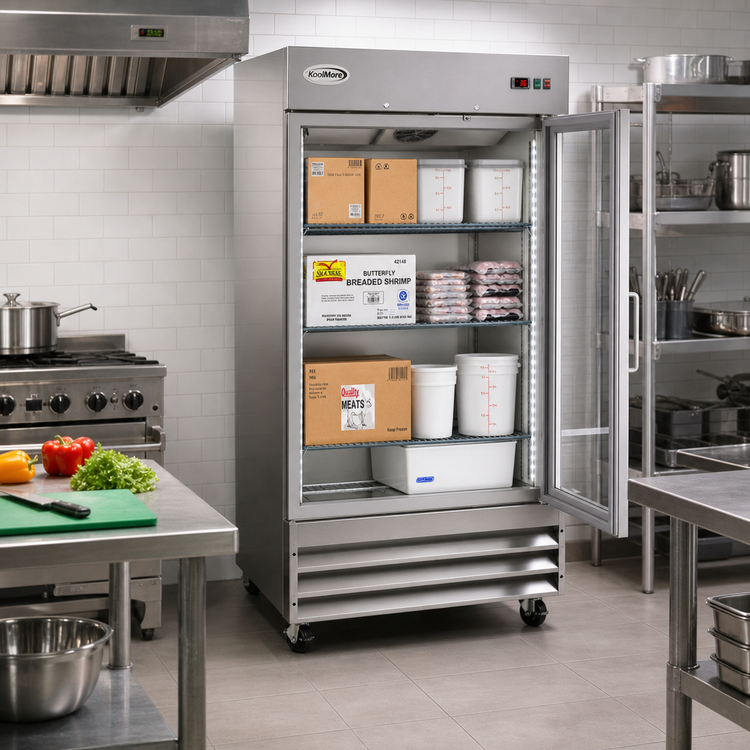 Product image #3 for KoolMore 29-Inch One-Door Reach-In Refrigerator, 23 Cu. Ft., Bottom-Mounted Compressor, Stainless Steel