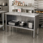 Thumbnail image #2 for John Boos EBOS4-2448 Stainless Steel Open-Front Work Table with Fixed Undershelf, 48 x 24 Inch, 14-Gauge 300 Series Top