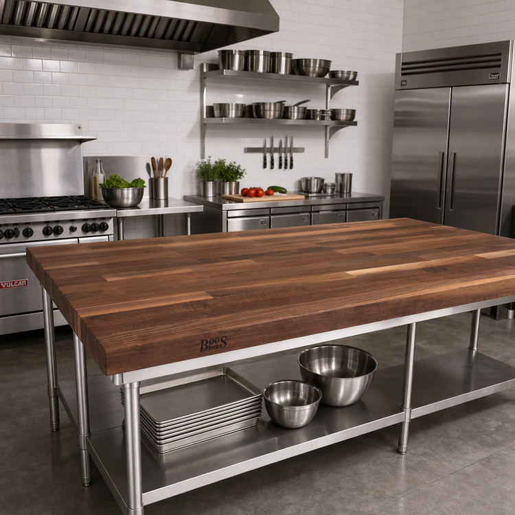 Product image #2 for John Boos Boos Block 72-Inch x 36-Inch American Black Walnut Blended Rails Edge Grain Kitchen Countertop with Varnique Finish