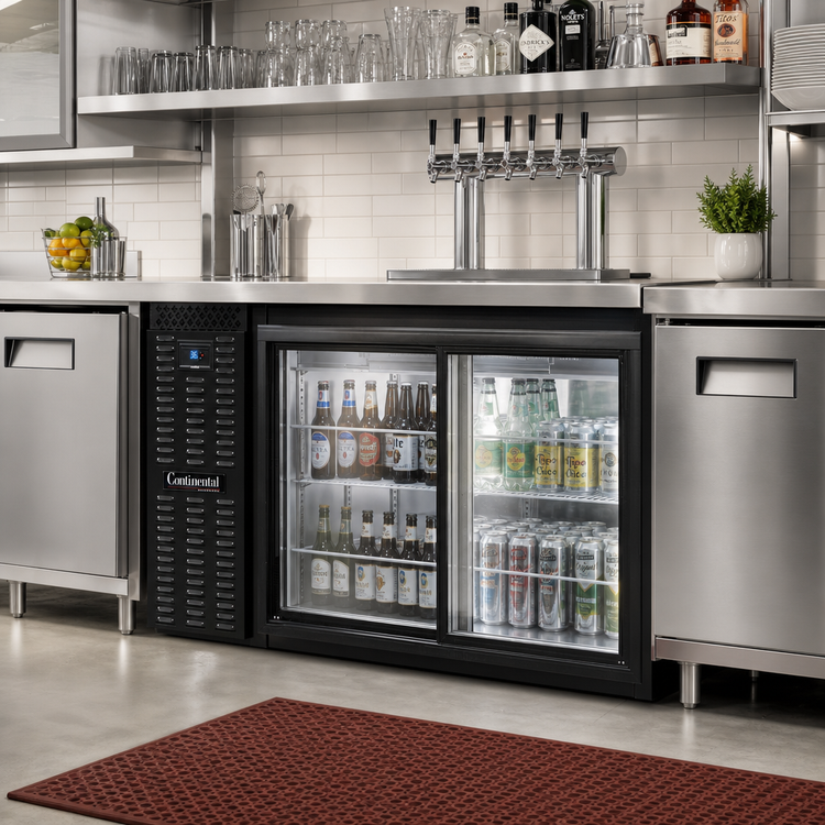 Product image #2 for Continental Refrigerator BB59SNSGDPT 59" Shallow Depth Pass-Thru Back Bar Cooler with Sliding Glass Doors