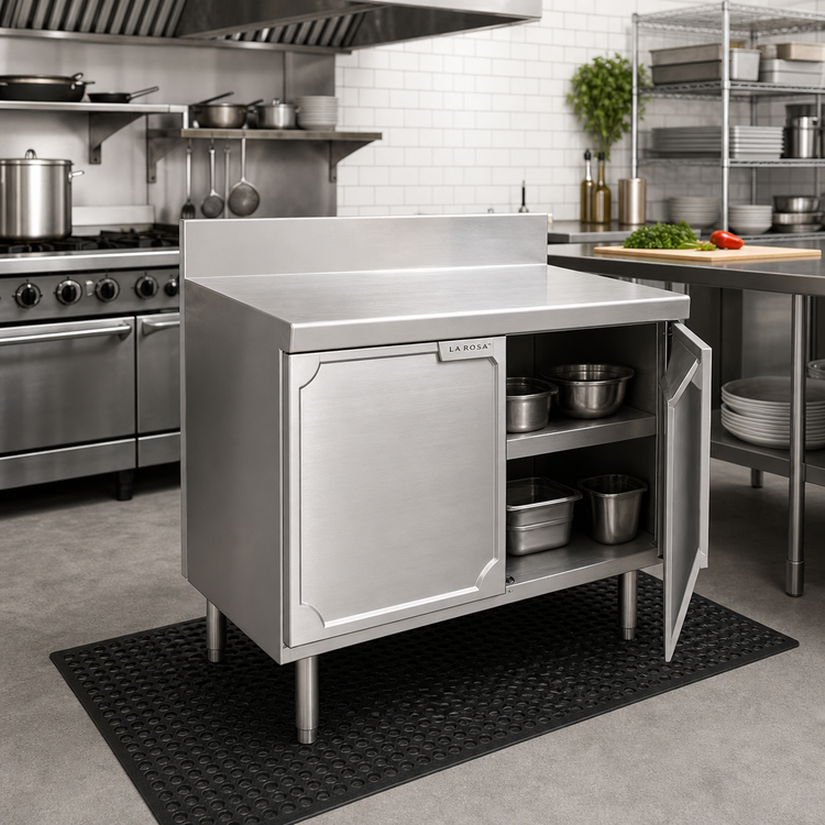 Product image #2 for La Rosa Utility Stand with Hinged Door Cabinet Base, 18 x 32 Inches, 304 Stainless Steel