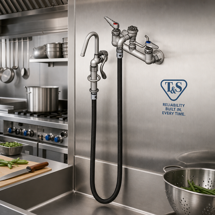 Product image #2 for T&S Brass B-0610 Wall-Mount Pot & Kettle Filler Faucet with 8-Inch Adjustable Centers