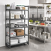Thumbnail image #2 for Cambro Camshelving Basics Plus 5-Tier Stationary Starter Unit, 21 x 42 x 84 Inches, Mixed Vented and Solid Shelves, Brushed Graphite