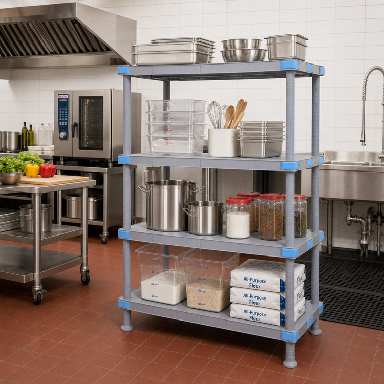 Product image #2 for Quantum Millenia Stationary 4-Shelf Solid Polymer Shelving Starter Unit, 36W x 24D x 50H, Gray