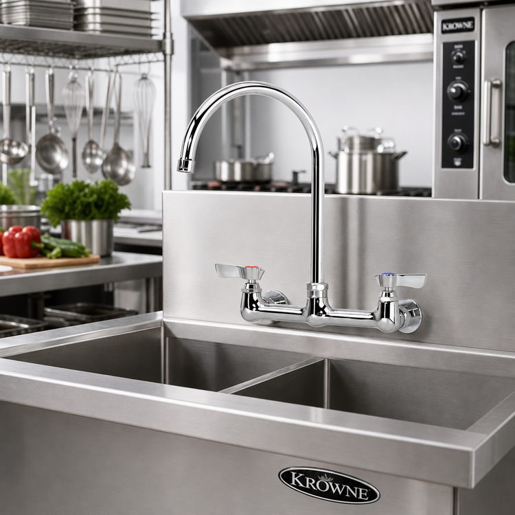 Product image #2 for Krowne Silver Series Commercial Faucet with 8-1/2-Inch Gooseneck Spout, 8-Inch Centers