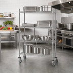 Thumbnail image #2 for Advance Tabco MC-1836P 18 x 36 Inch 4-Shelf Chrome Wire Stem Caster Cart with Polyurethane Casters