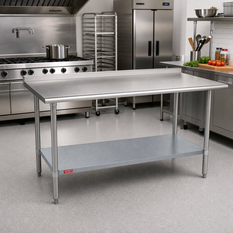 Product image #2 for Duke Deluxe 316 Series Stainless Steel Work Table with 1-1/8-Inch Straight Riser, 60 x 36 Inches, Galvanized Undershelf
