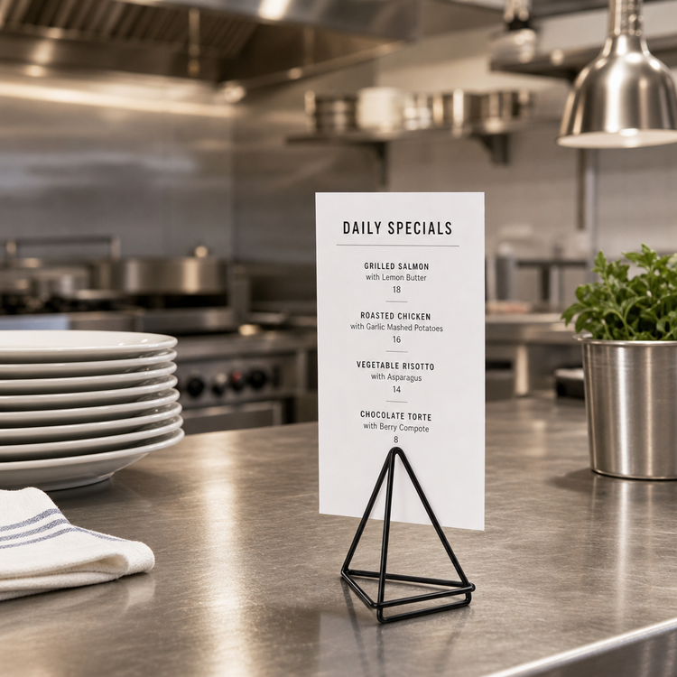 Product image #3 for American Metalcraft 4-Inch Geometric Metal Menu Card Holder, Black