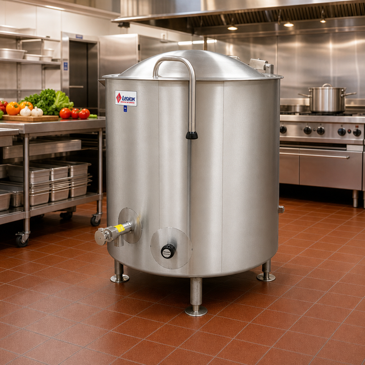 Product image #2 for Legion 80-Gallon Stationary Direct Steam Kettle, 2/3 Jacketed, 304 Stainless Steel