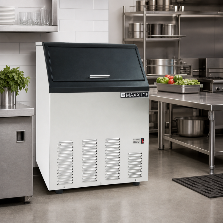 Product image #2 for Maxx Ice Half Dice Cube Ice Maker With Bin, Air-Cooled, 125 lb/Day, 35 lb Storage