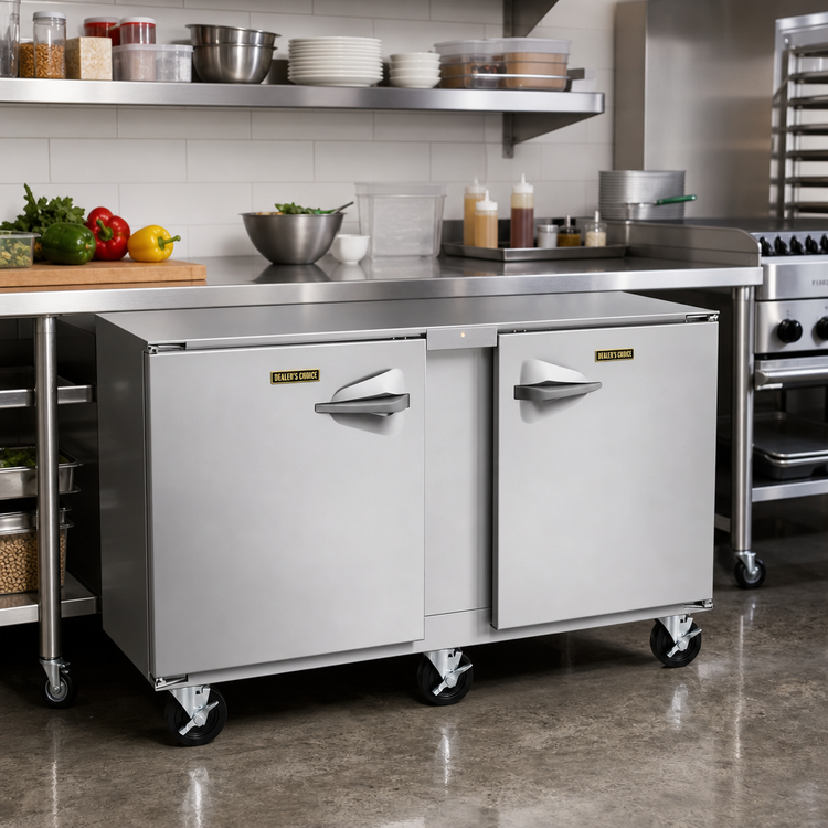 Product image #2 for Dealer's Choice Compact 60-Inch 2-Section Undercounter Reach-In Freezer