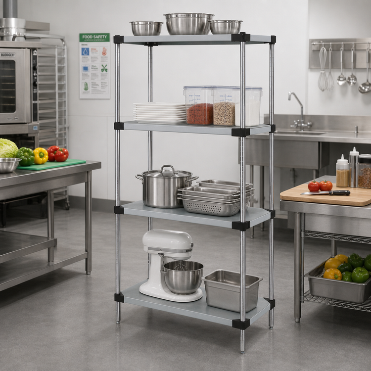 Product image #2 for Quantum 30 x 18 x 54-Inch 304 Stainless Steel Solid Shelving Starter Kit with 4 Shelves and 4 Posts