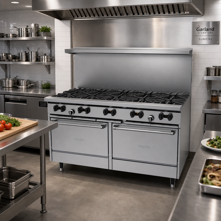 Product image #2 for Garland Signature Sunfire 60-Inch Gas Restaurant Range with 10 Open Burners and 2 Standard Ovens