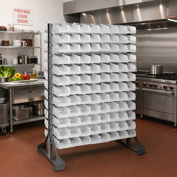Product image #2 for Quantum Double-Sided Rail Rack with 12 Rails and 192 Clear Bins