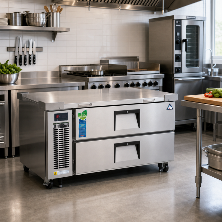 Product image #2 for Everest Refrigeration 48-3/8-Inch 2-Drawer Chef Base Refrigerator, Self-Contained Side-Mounted, 115V