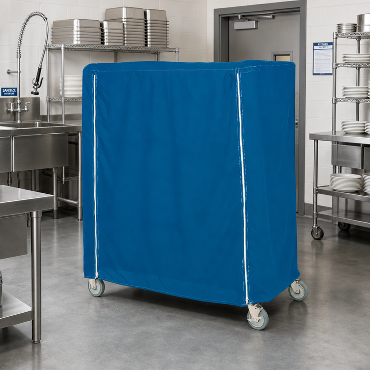Product image #2 for Metro Mariner Blue Uncoated Denier Nylon Banquet Cart Cover for 48 x 18 x 62 Inch Carts