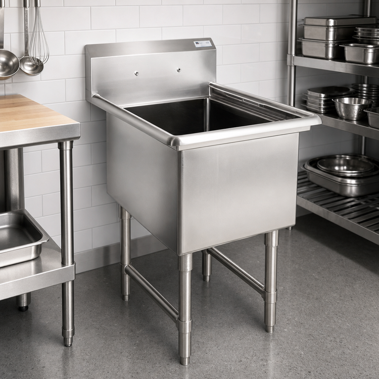 Product image #2 for John Boos 1-Compartment Stainless Steel Sink with 24 x 24 x 14 Inch Bowl and 10 Inch Backsplash