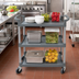 Thumbnail image #2 for Gray Polypropylene Bussing Cart with 3 Tray Shelves and 330.6 lb Capacity