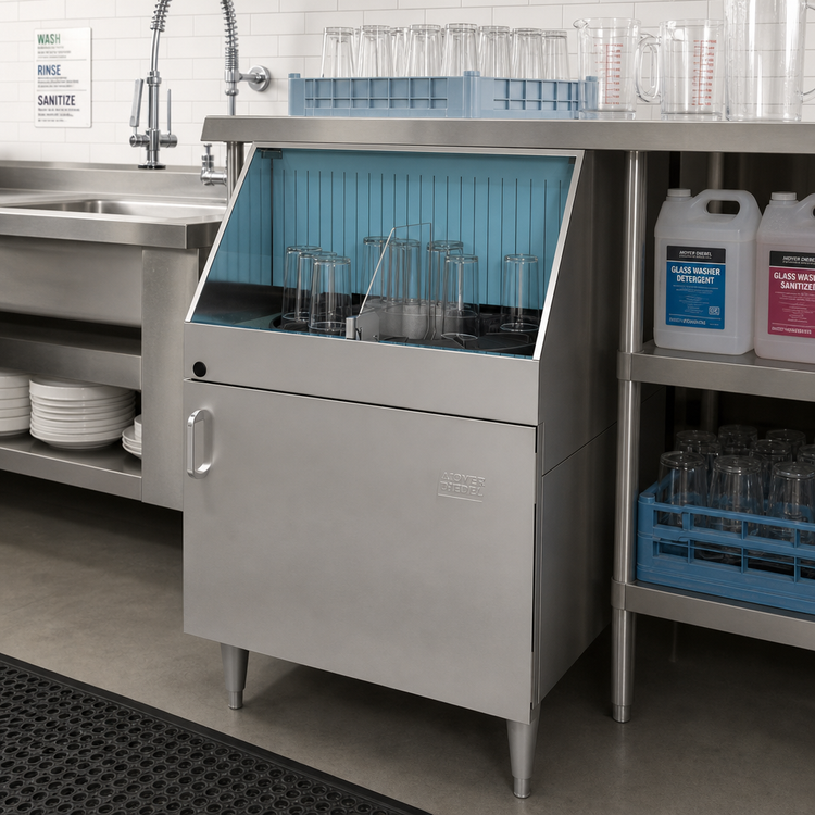 Product image #2 for Moyer Diebel DF Rotary Low-Temperature Chemical Sanitizing Glass Washer, 25-Inch Cabinet, 1200 Glasses/Hour