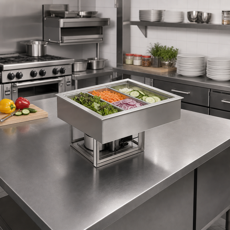 Product image #2 for Wells RCP-143 Drop-In Self-Contained Refrigerated Cold Food Well, 4 x 1/3-Size Pan Capacity