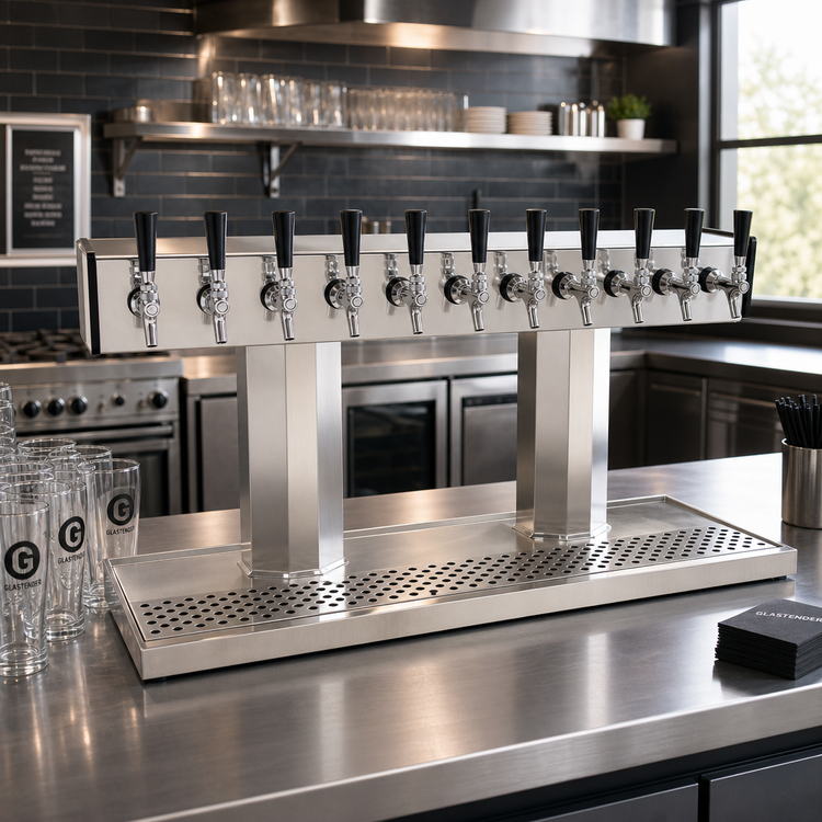 Product image #2 for Glastender Countertop Tee Draft Dispensing Tower, 12-Faucet, Glycol-Cooled, Dual-Column