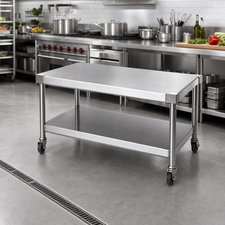 Product image #2 for 60-Inch 14-Gauge Stainless Steel Equipment Stand with Open Base and Bottom Shelf