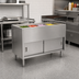 Thumbnail image #2 for Spec-Master Stationary Ice-Cooled Cold Food Table with Sliding Doors, 48-Inch Stainless Steel, 3-Pan Capacity