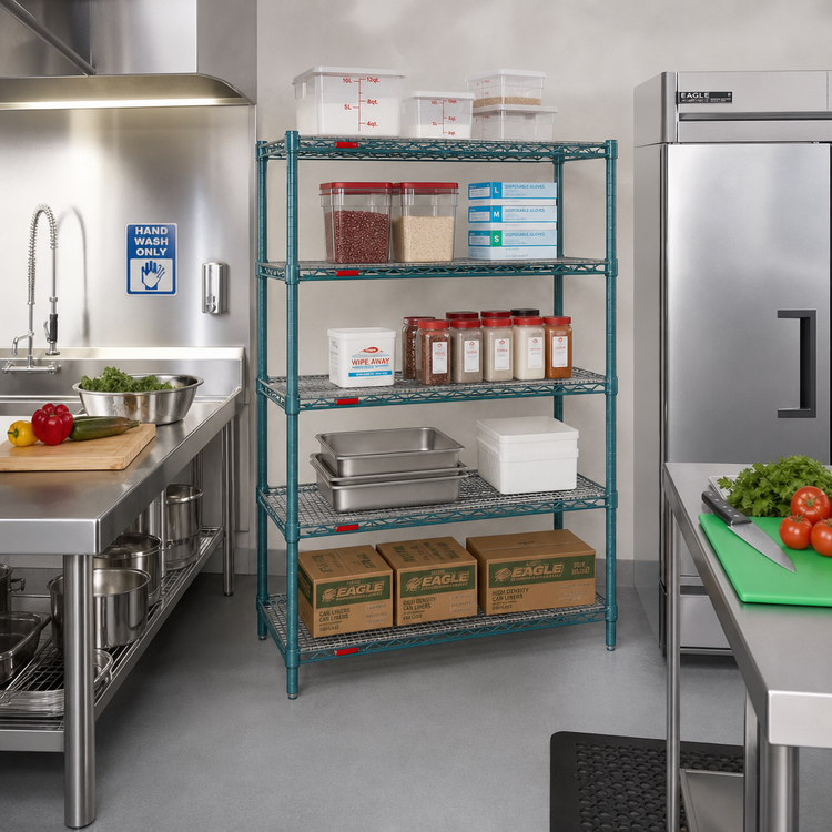 Product image #2 for EagleGard 5-Tier Starter Wire Shelving Unit, 48 x 21 x 86 Inches, Hybrid Epoxy Finish