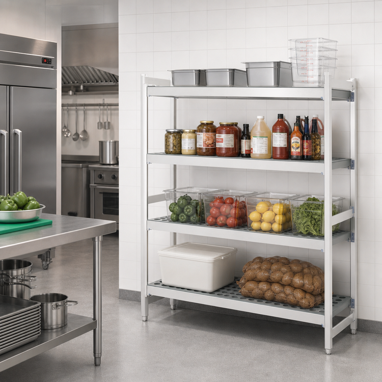 Product image #2 for Fermostock 4-Tier Corner Expansion Polymer Shelving Unit, 71" H x 52" W x 18" D