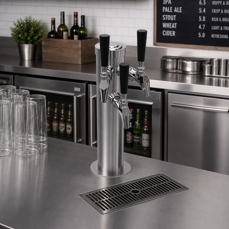 Product image #2 for Krowne Triple Faucet Glycol-Cooled Countertop Beer Tower, 15 Inch, Brushed Stainless Steel