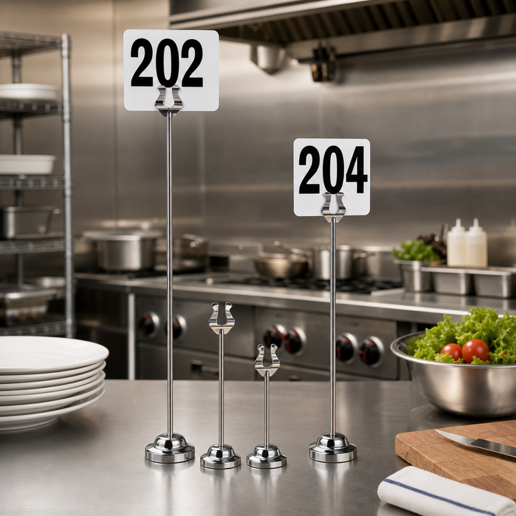 Product image #2 for American Metalcraft Chrome Stainless Steel Harp Weighted Number Stand, 12 Inch