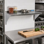 Thumbnail image #2 for BK Resources BKWS-1648 Wall-Mounted Stainless Steel Shelf, 48"W x 16"D, 18-Gauge, 1-1/2" Rear Up-Turn