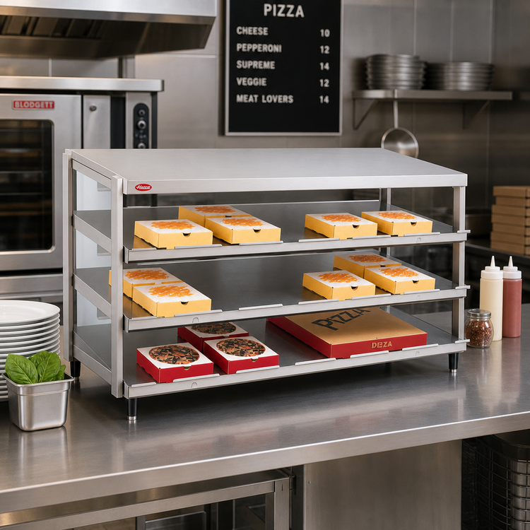 Product image #2 for Hatco Glo-Ray Countertop Pass-Thru Pizza Warmer with Triple Slant Shelves, 48 x 18-Inch