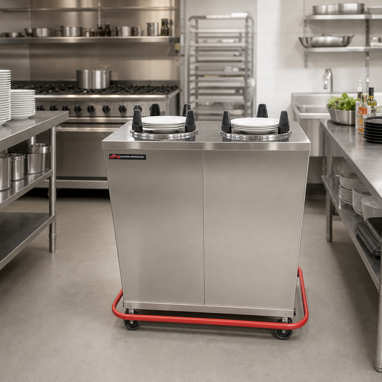 Product image #2 for Carter-Hoffmann EPD2S9 Enclosed Unheated 2-Silo Plate Dispenser Cart for 9-Inch Plates