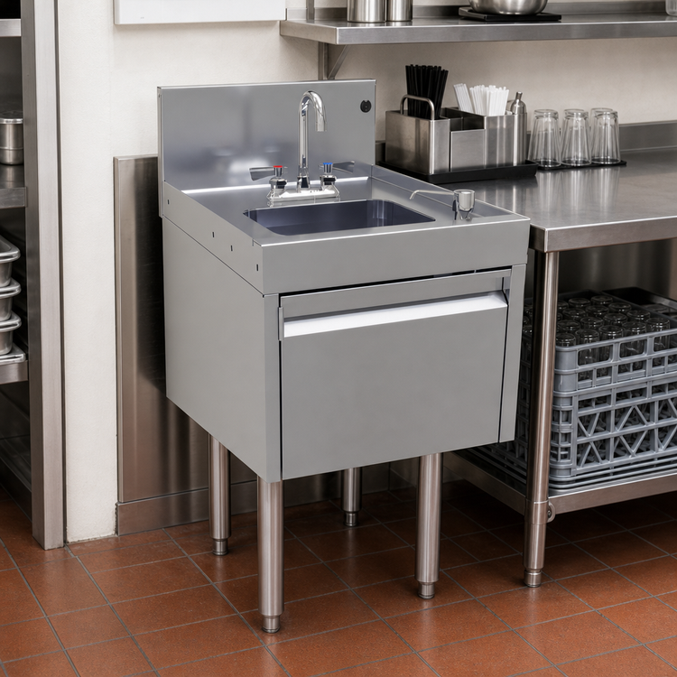 Product image #2 for Glastender Deluxe Freestanding Door-Style Underbar Hand Sink Unit, 18-Inch Wide, Stainless Steel