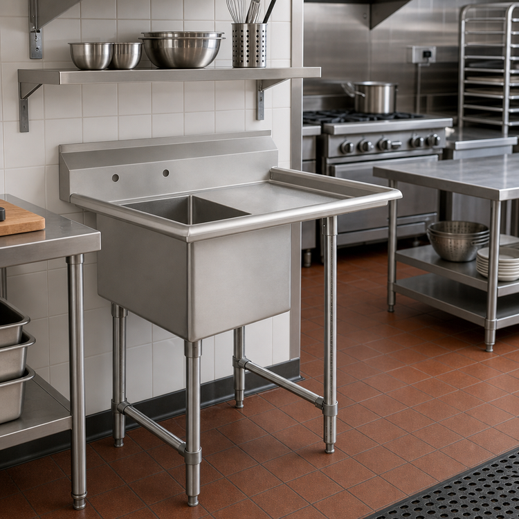 Product image #2 for 36-1/2-Inch One-Compartment Stainless Steel Sink with Right-Hand Drainboard
