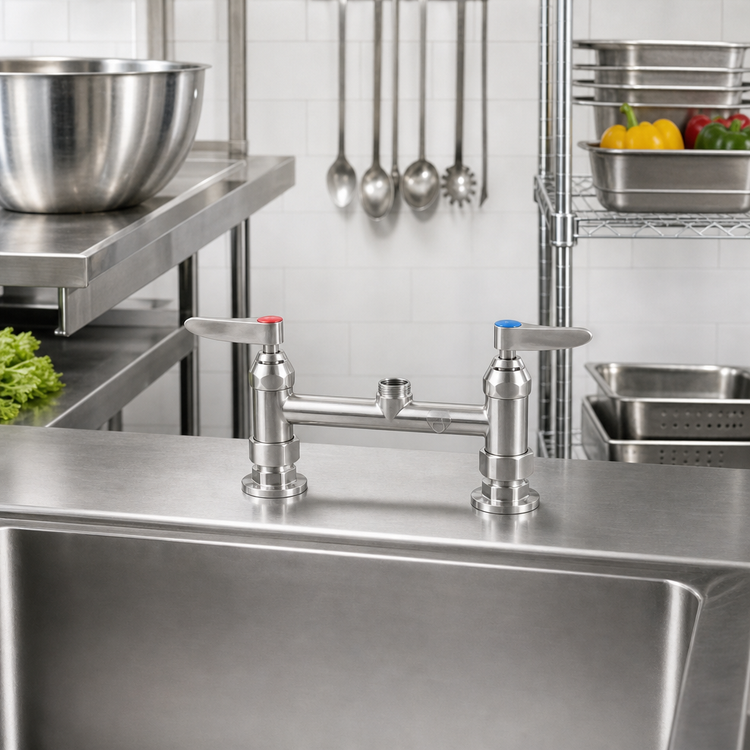 Product image #3 for EverSteel 8-Inch Center Stainless Steel Deck Mount Manual Mixing Faucet with Swivel Outlet, Less Nozzle
